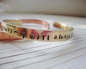 The Cure lyrics handstamped brass bangle cuff bracelet