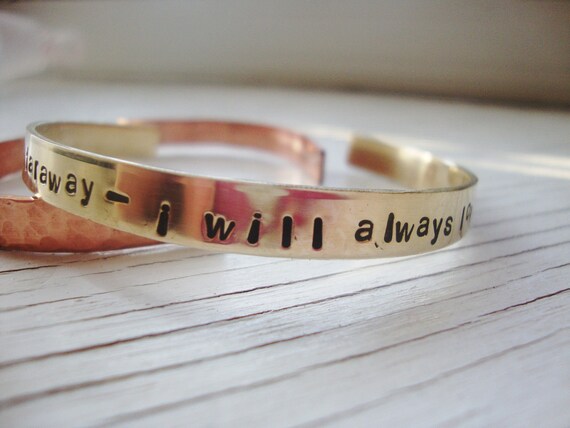 The Cure lyrics handstamped brass bangle cuff bracelet