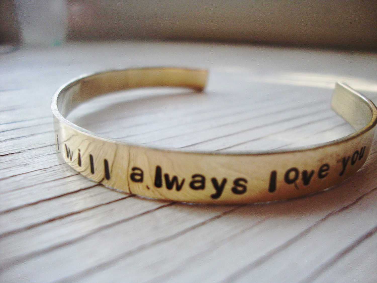 The Cure lyrics handstamped brass bangle cuff bracelet