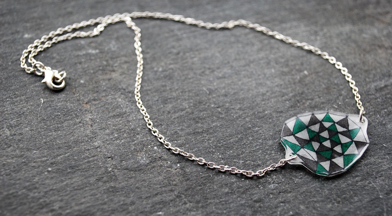 Green & Black Geometric Necklace