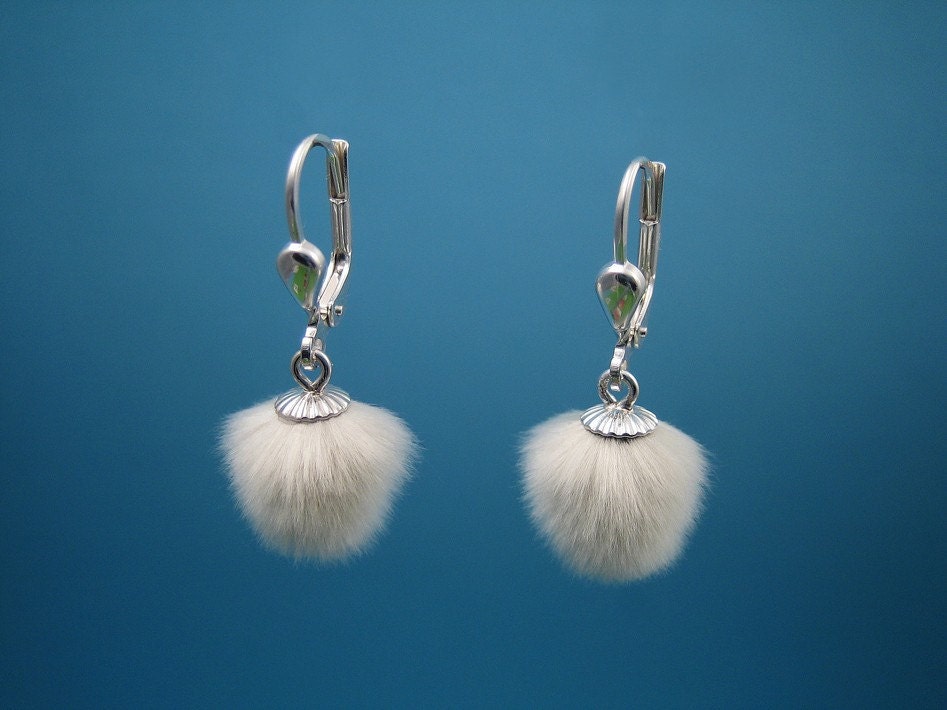 Silver Earrings with real "PUSSY WILLOWS"