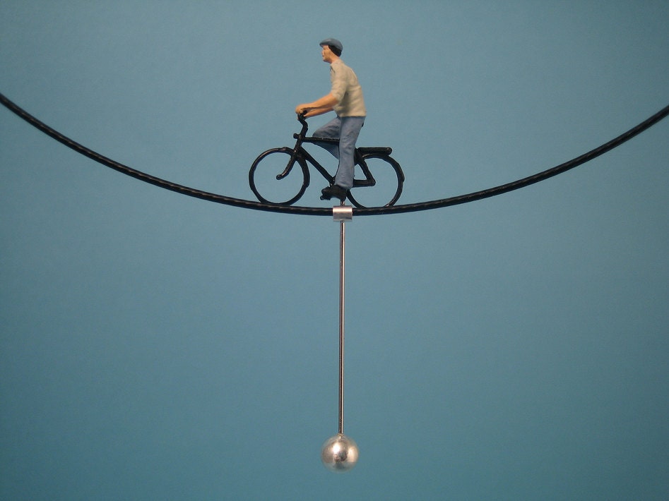 Tightrope walk  " MAN ON A BICYCLE" - Neckwire necklace