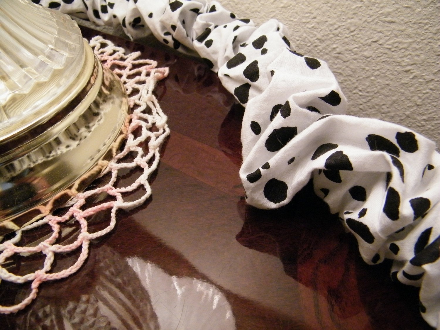 Cord Cover Black and White Spotted 5 feet 7 1/2 inches long all cotton Easy Care