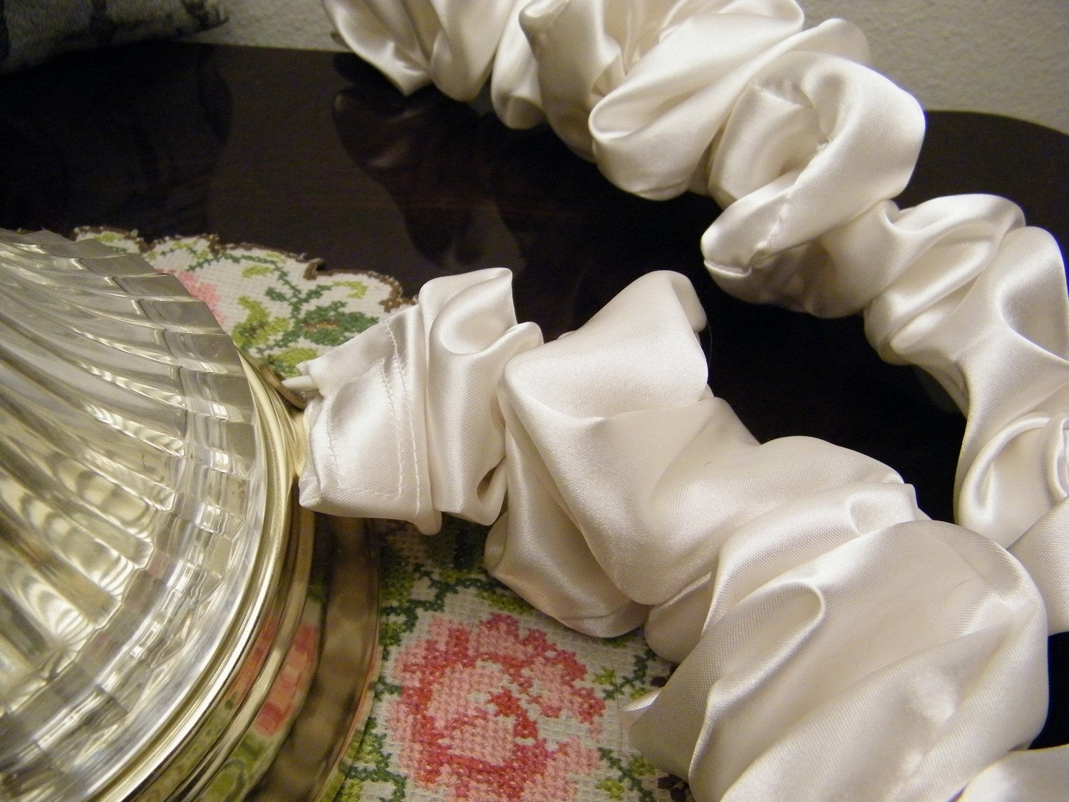 Cord Cover Satin Ivory Cream 15 feet 9 inches  Velcro ends
