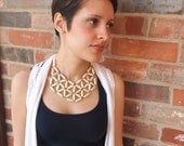 ivory rice wood geometric mosaic necklace