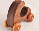Wooden Toy Crawling Car All Natural Walnut