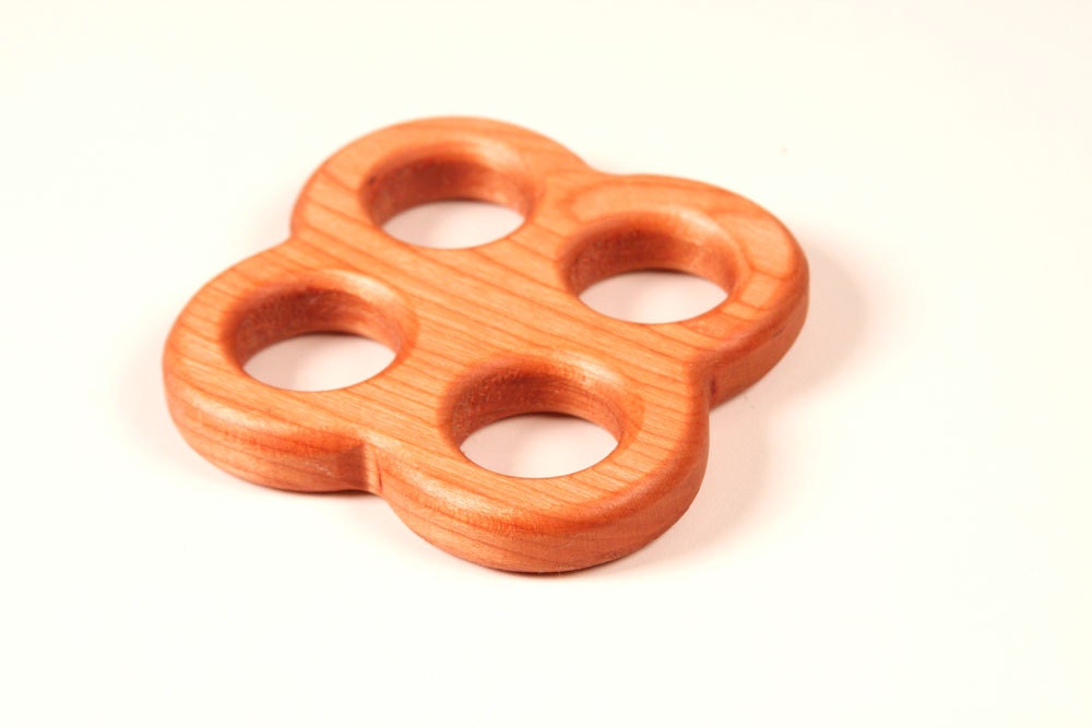 Organic Wooden Teething Ring- Cherry Wooden Teether Baby Toy