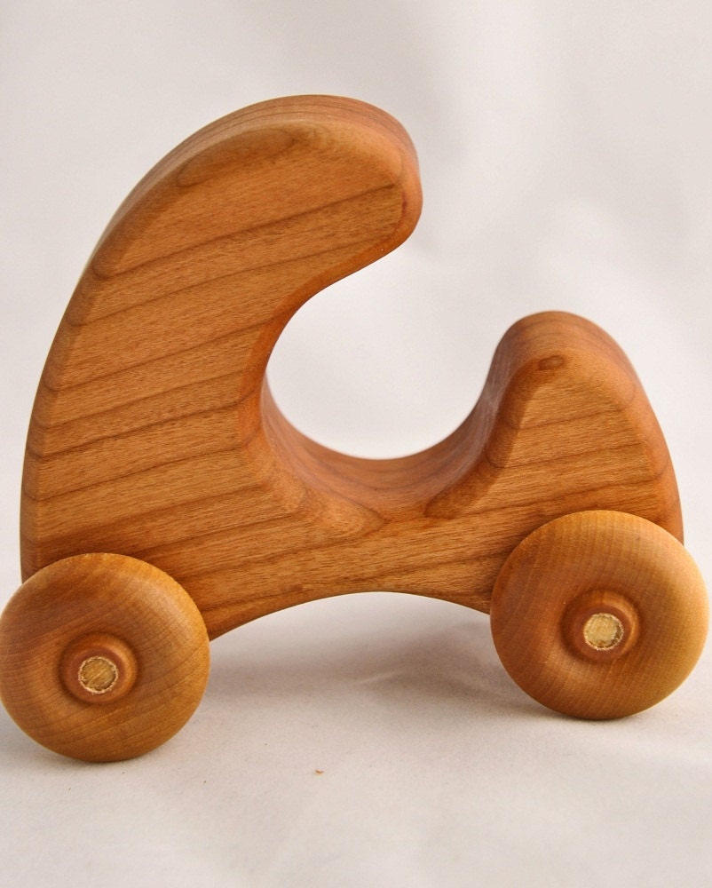 Wooden Toy Crawling Car All Natural Cherry