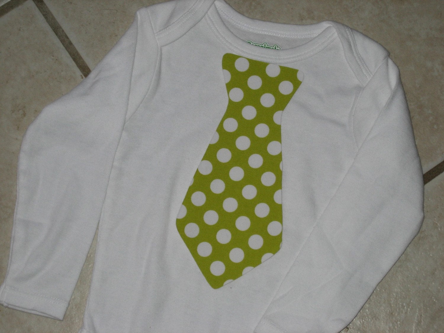 Celery with cream Polka Dots Tie Shirt