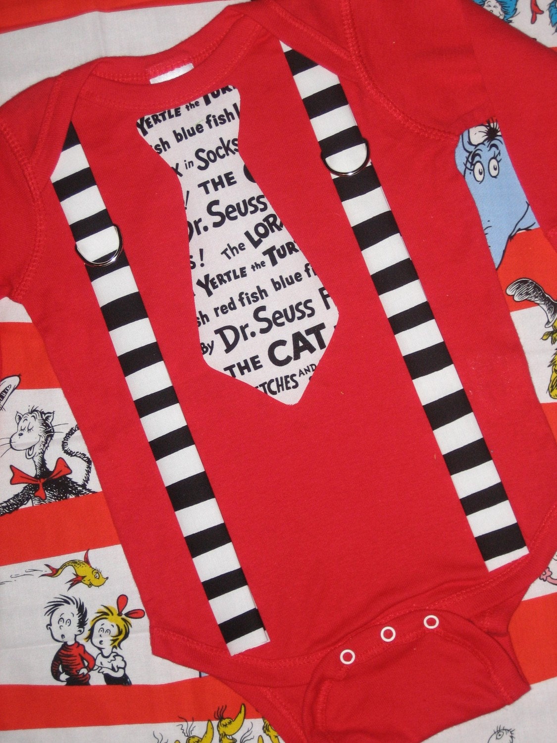 Black and White Dr Seuss Words Suspender Tie shirt
