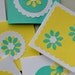Mini Cards Turquoise Yellow White Set of 10