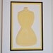 RESERVED Feminine Card Yellow Black White Card Dress Form Greeting Card