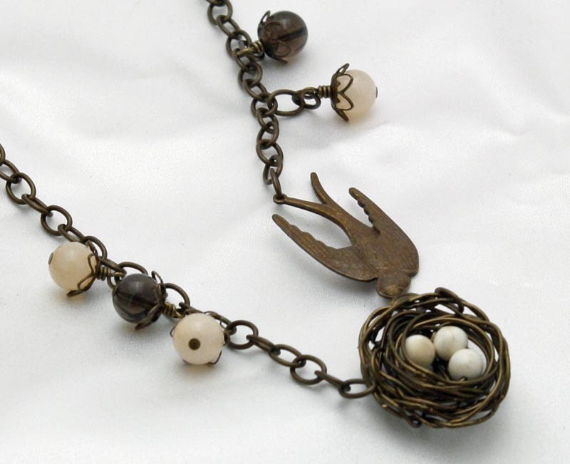 necklace metal vinetaj brass for nature lovers
