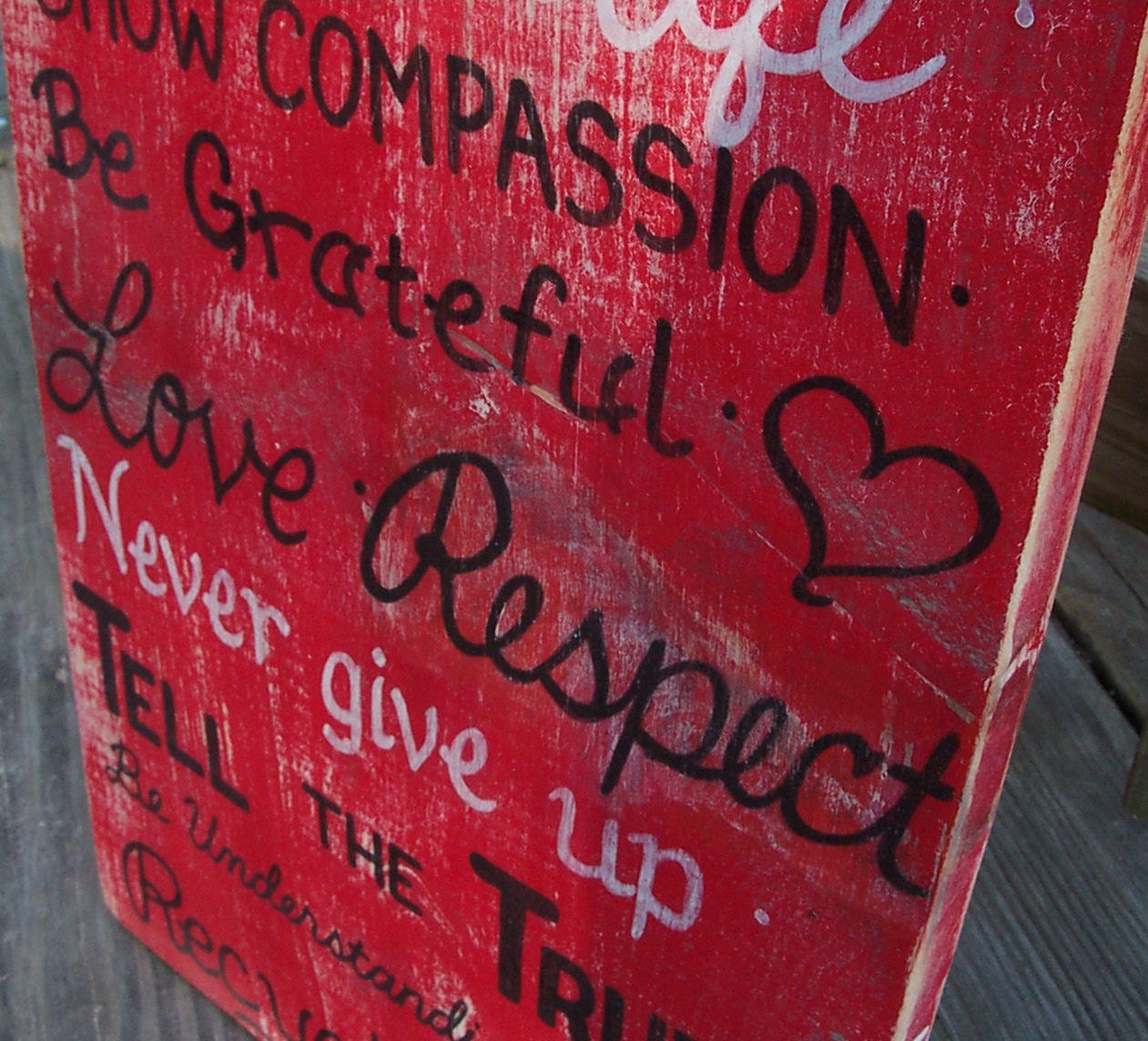 Family Rules SIGN Subway Custom Distressed primitive red Custom Handmade Hand-painted Wooden 12x24 WHAGN - WeHaveAGreatNotion