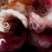 Fleur de Lis Art Batt for Spinning, Felting, Fiber Art, Crafts - PLUM PUDDING - Wensleydale, Cotswold, Silk