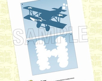 Vintage Plane Birthday Banner "Happy Birthday" from the Vintage Airplane DIY Printable Collection by Spaceships and Laser Beams