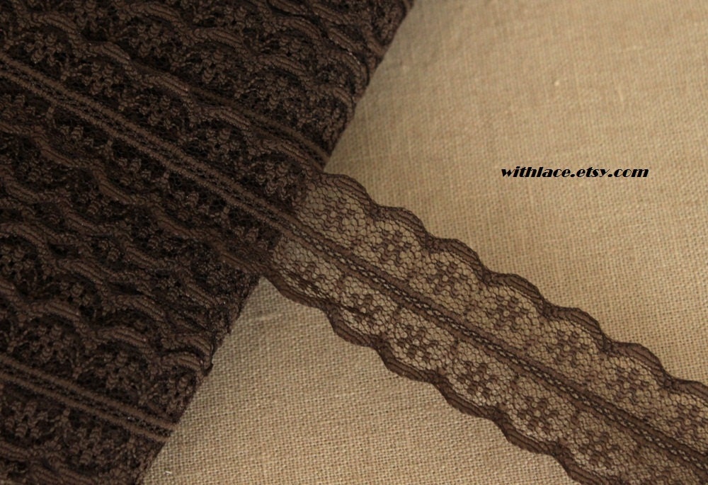 6 yds brown sheer lace---1''