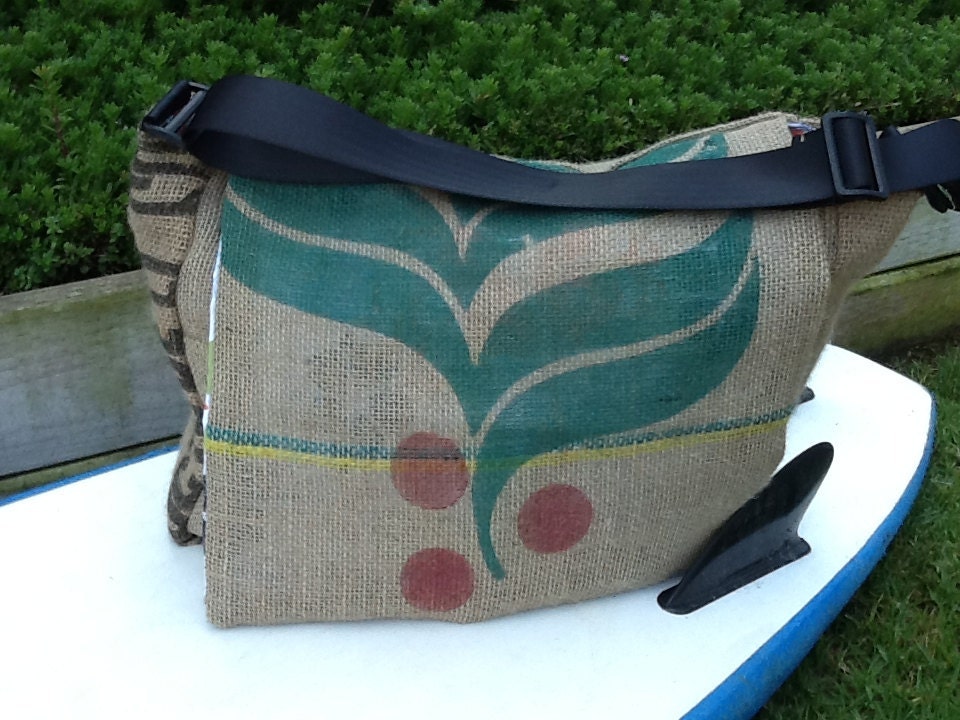 Eco Friendly Messenger Bag, Handmade from a Recycled Coffee Sack