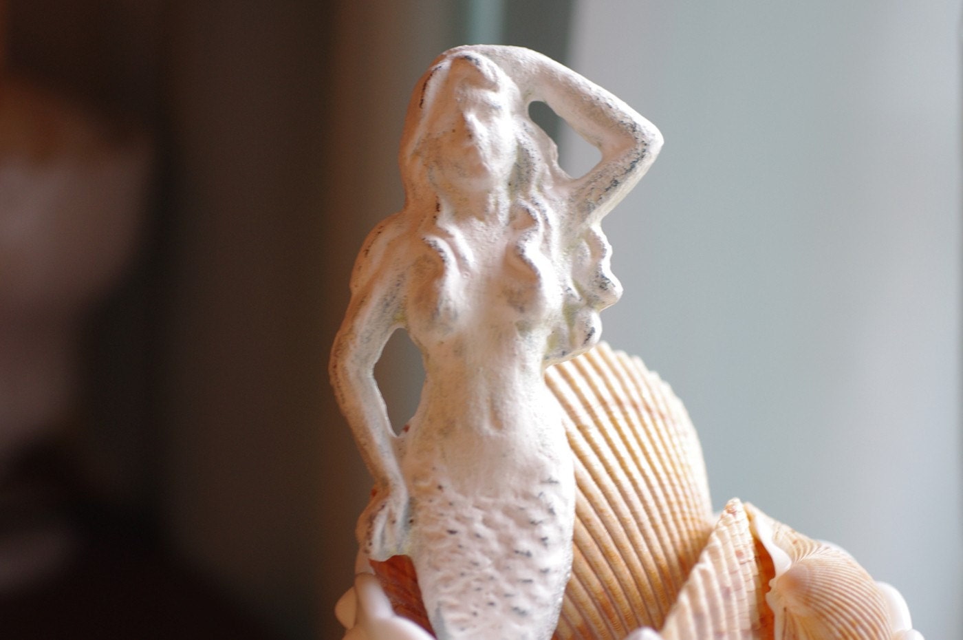 Beach Decor Cast Iron Mermaid Wall Decor or Hook  - PICK YOUR COLOR