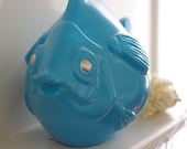 Beach Decor Ceramic Fish - Turquoise Blue