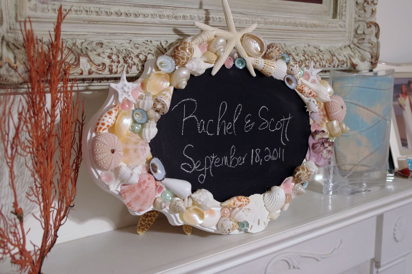 Seashell Chalkboard Beach Decor - Welcome Sign