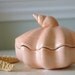 Vintage Peach Ceramic Clam Shell Dish or Trinket Box