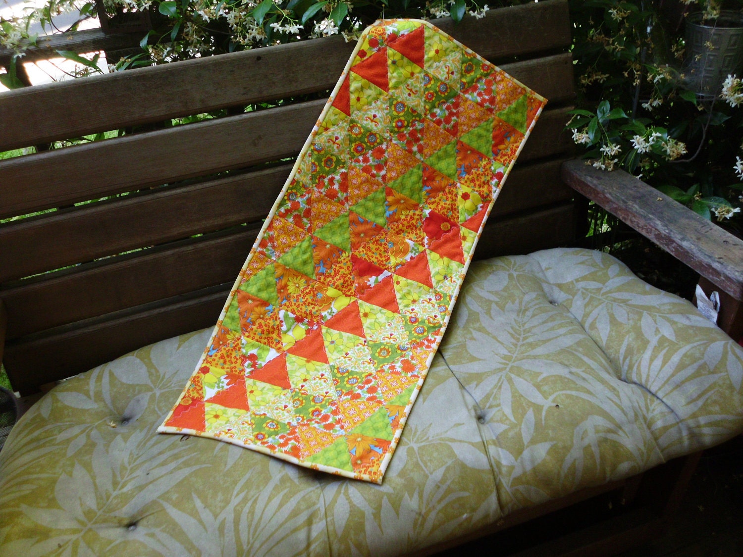 Colorful summer triangles table runner