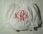 Personalized Embroidered Monogram Baby Girl Diaper Cover Bloomers