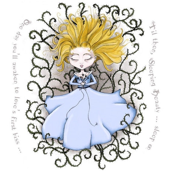 Sleeping Beauty Illustration - 9 1/2 x 9 1/2 Print