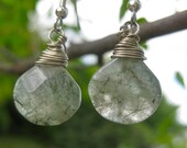 Tourmalinated Quartz Earrings Silver Wire Wrapped