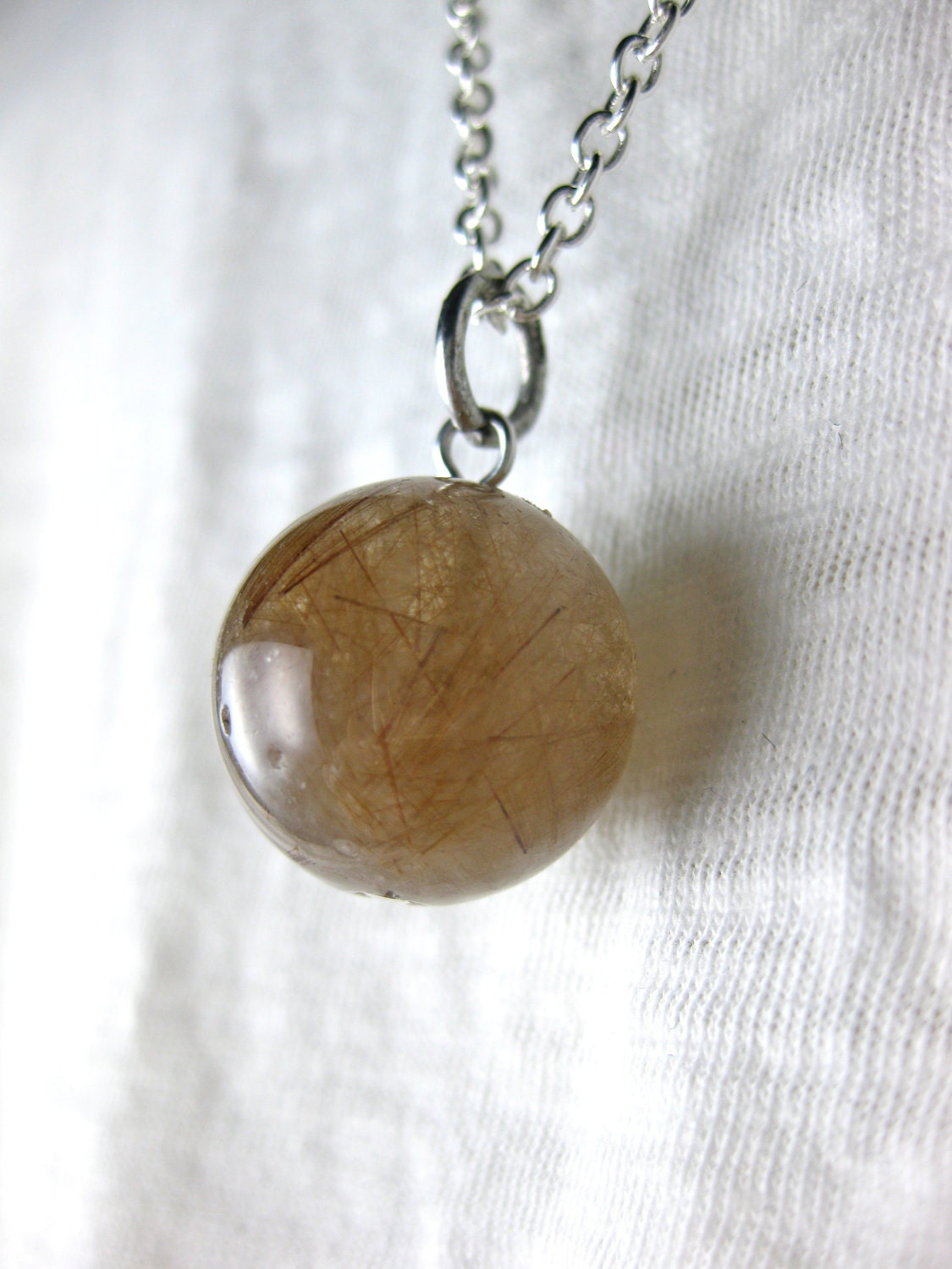 Rutilated Quartz Round Necklace - Yellow Honey