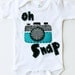 Oh snap onesie, vintage camera, unisex, baby shower gift,