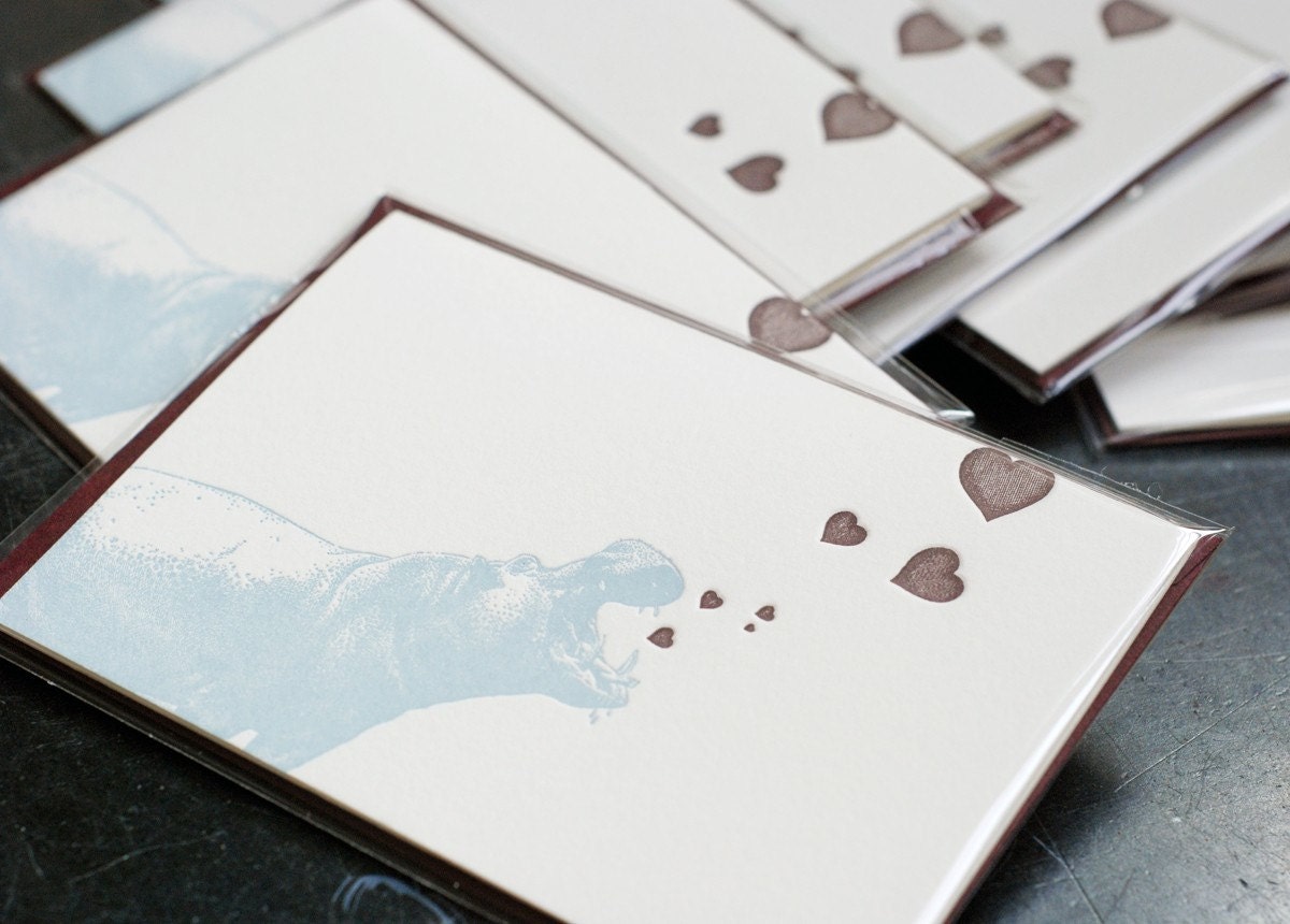 Hungry For Your Love (a hungry hungry hippo letterpress love note in a single card & envelope)