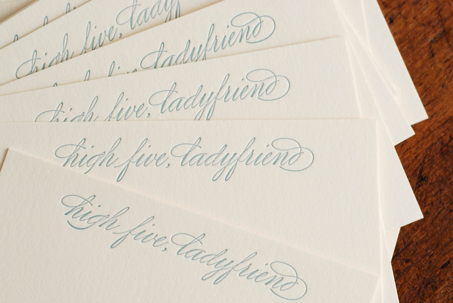 High Five, Ladyfriend (an almost proper conversation card in a single letterpress printed notecard & envelope)