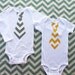 Tie Onesie in Chevron Gray Grey and White, Yellow and White, Black and White, OR Multi Blue and Green. Any Size. More Chevron Fabrics.