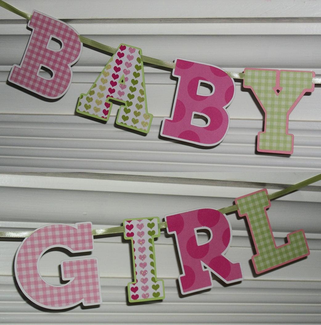 Baby Girl Banner Letter Banner ... Pink Green ... adjustable ... custom options available Il_170x135