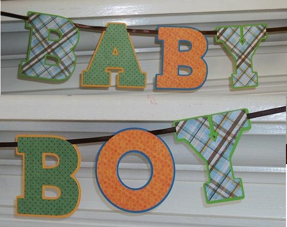 Baby Boy Banner Letter Banner ... Orange Blue Green ... READY TO SHIP ... adjustable ... custom options available Il_570xn