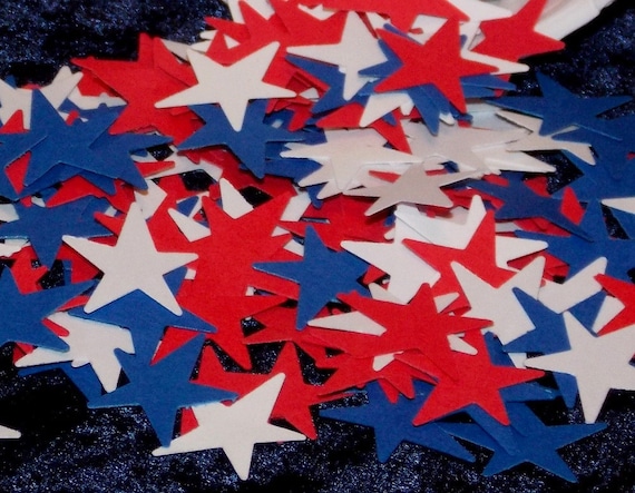 200 Paper Confetti ... Stars ... Red White and Blue ... 4th of July Birthday ...... READY TO SHIP Il_570xn