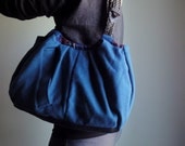 Upcycled Pendleton Wool Purse, Ecofriendly Large Shoulder Bag, Repurposed Blue Tote