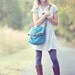 Messenger Bag with Upcycled Strap, Teal, Eco-Friendly