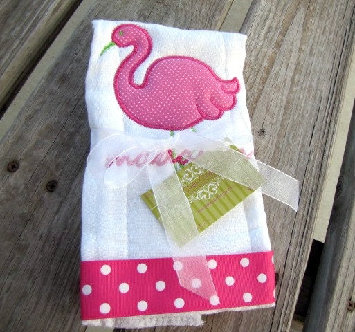 Flamingo Embroidered Burpcloth