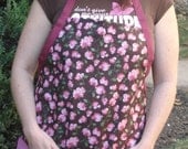 Full Apron, Pink Floral Clusters on a Dark Brown Background