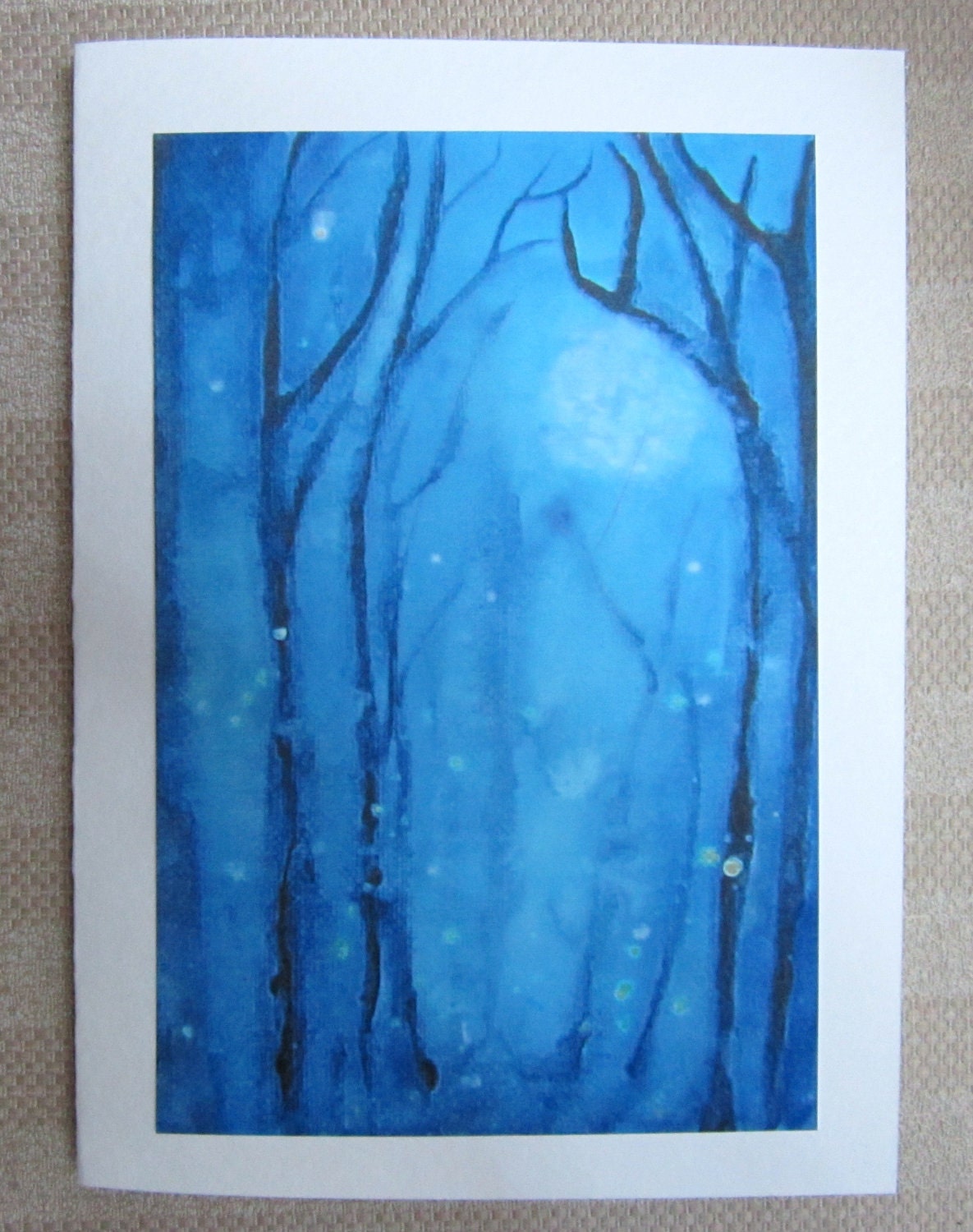Fireflies Fog Blue Moon Abstract Greeting Card Blank