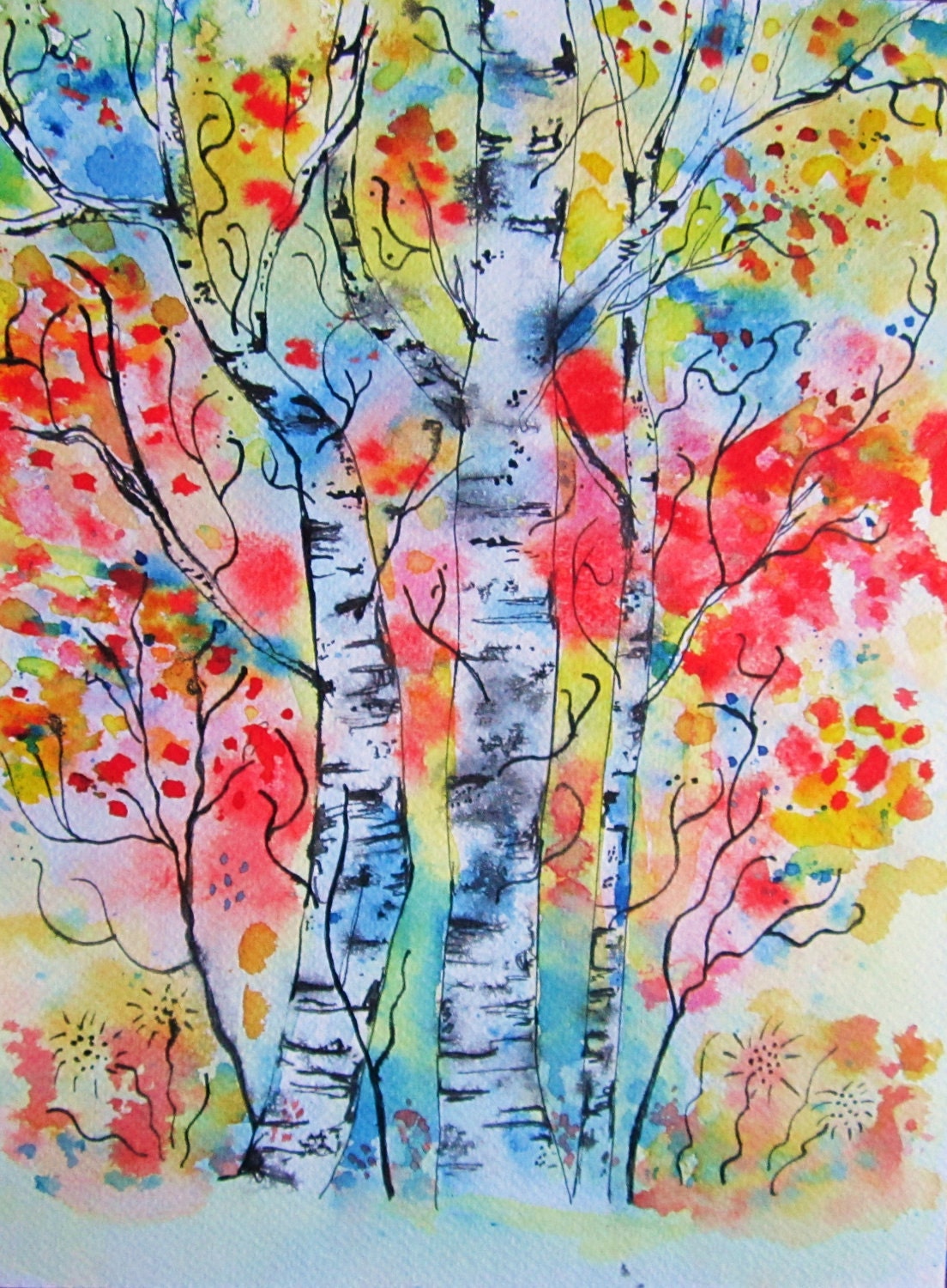 Autumn Blush 8 x 10 GICLEE PRINT Autumn Abstract Bright Alders Signed Art Print
