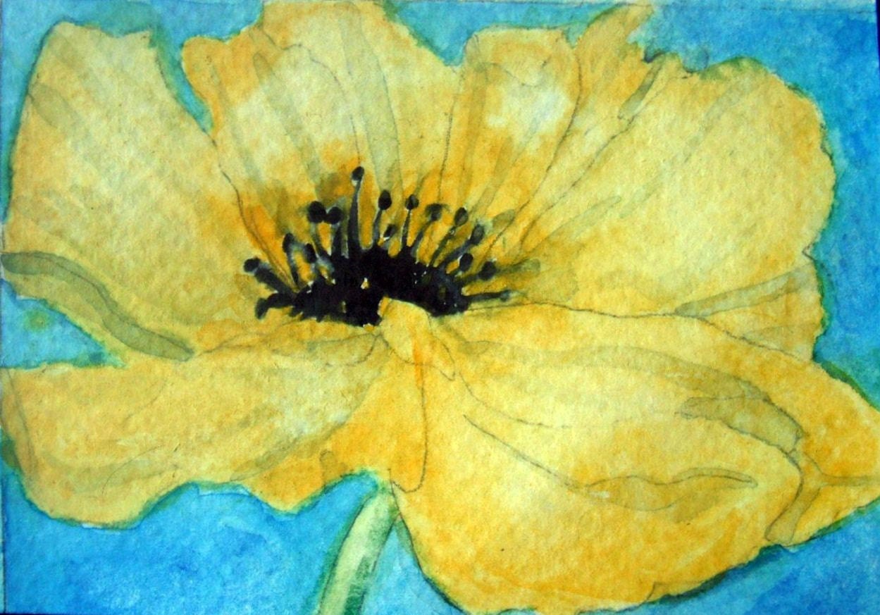 GICLEE PRINT Yellow Poppy 5 x 7 Signed Art Print