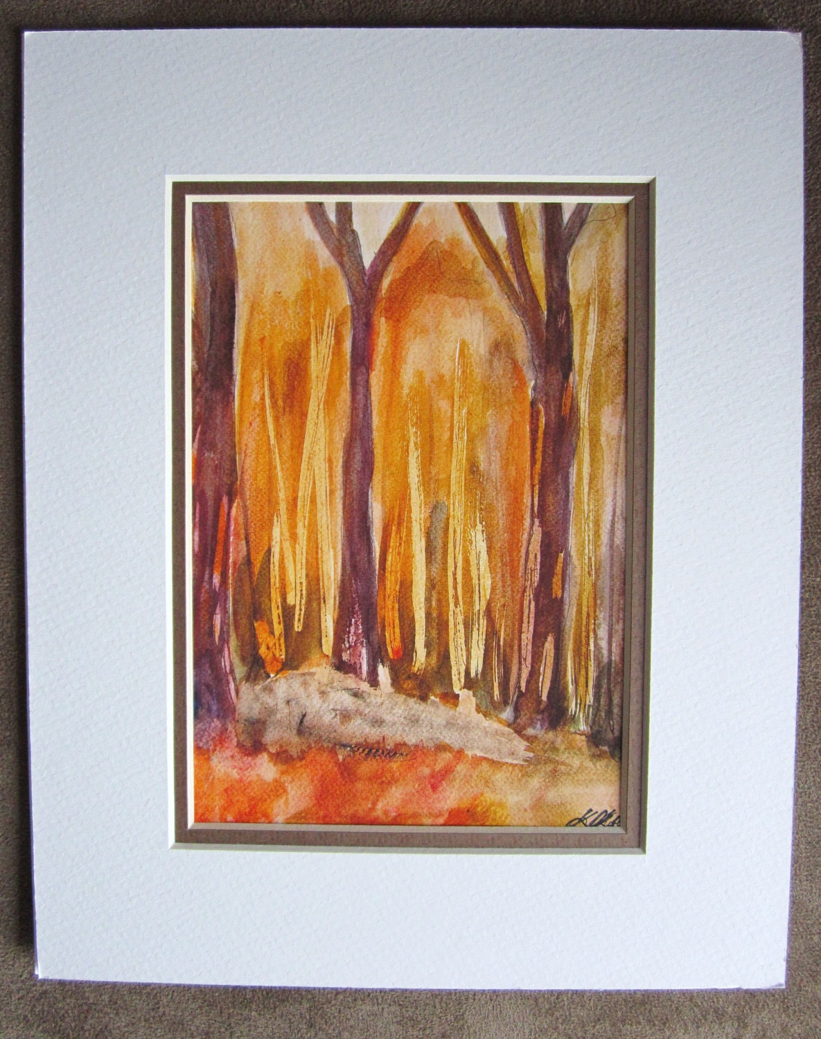 Abstract Giclee Signed Art Print Forest Light with 8 x 10 mat