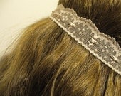 Pale Pink-Beige Lace & Elastic Headband