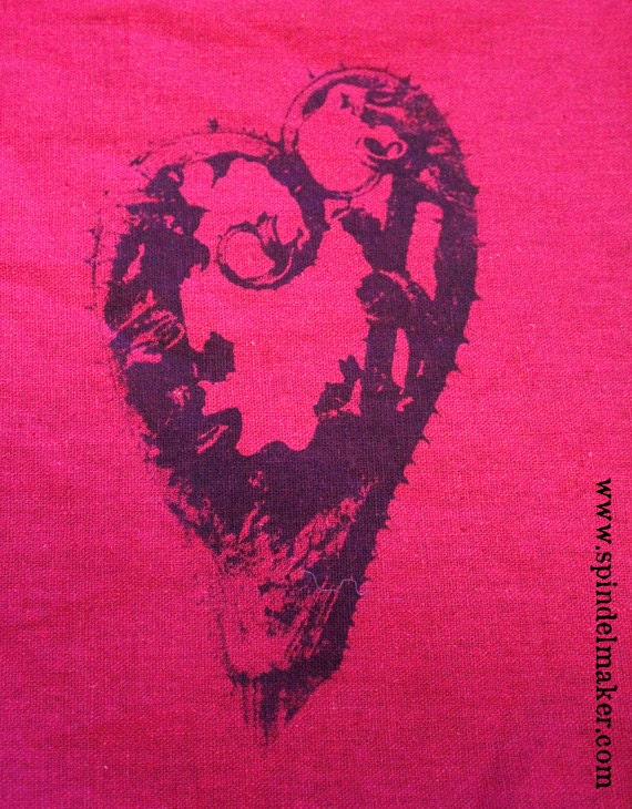 Bright pink Valentine linen dish towel