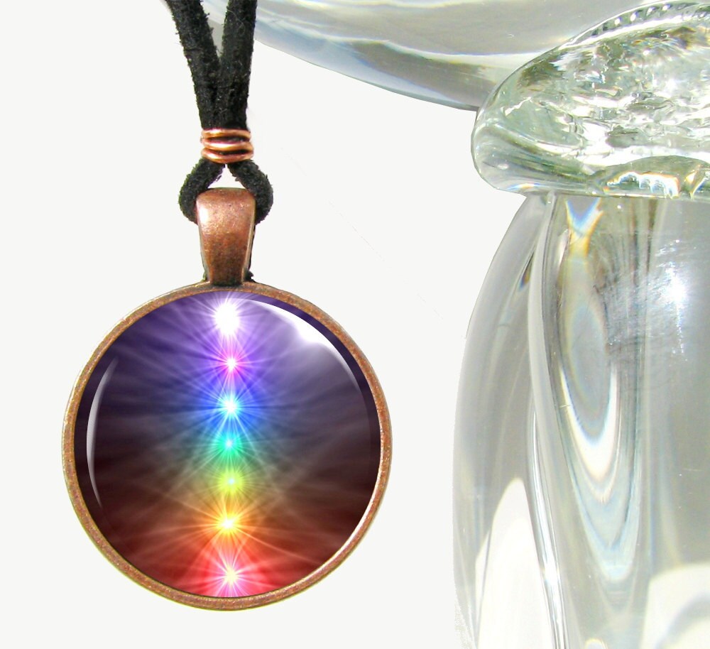 Chakra Necklace Reiki Jewelry Rainbow Wearable Art Pendant Necklace
