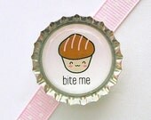 Chocolate Cupcake Bite Me Bottle Cap Magnet - fridge magnets, organization, cupcake decoration, cupcake magnet, kawaii cupcake kitchen decor